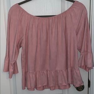Women’s pink velvet over the shoulder blouse